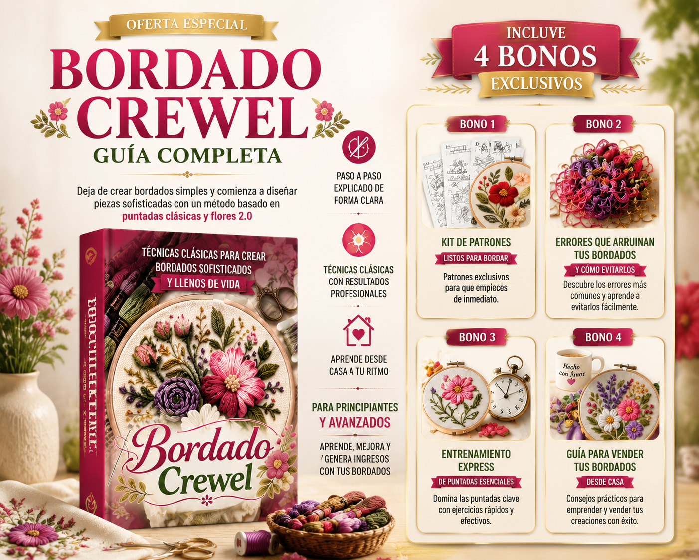 Creaciones en Bordado Crewel: De lo básico a lo profesional